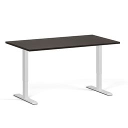 Höhenverstellbarer Schreibtisch, 2 Motoren, 745 - 1215 mm, Tischplatte 1400 x 800 mm, weißes Untergestell, Wenge