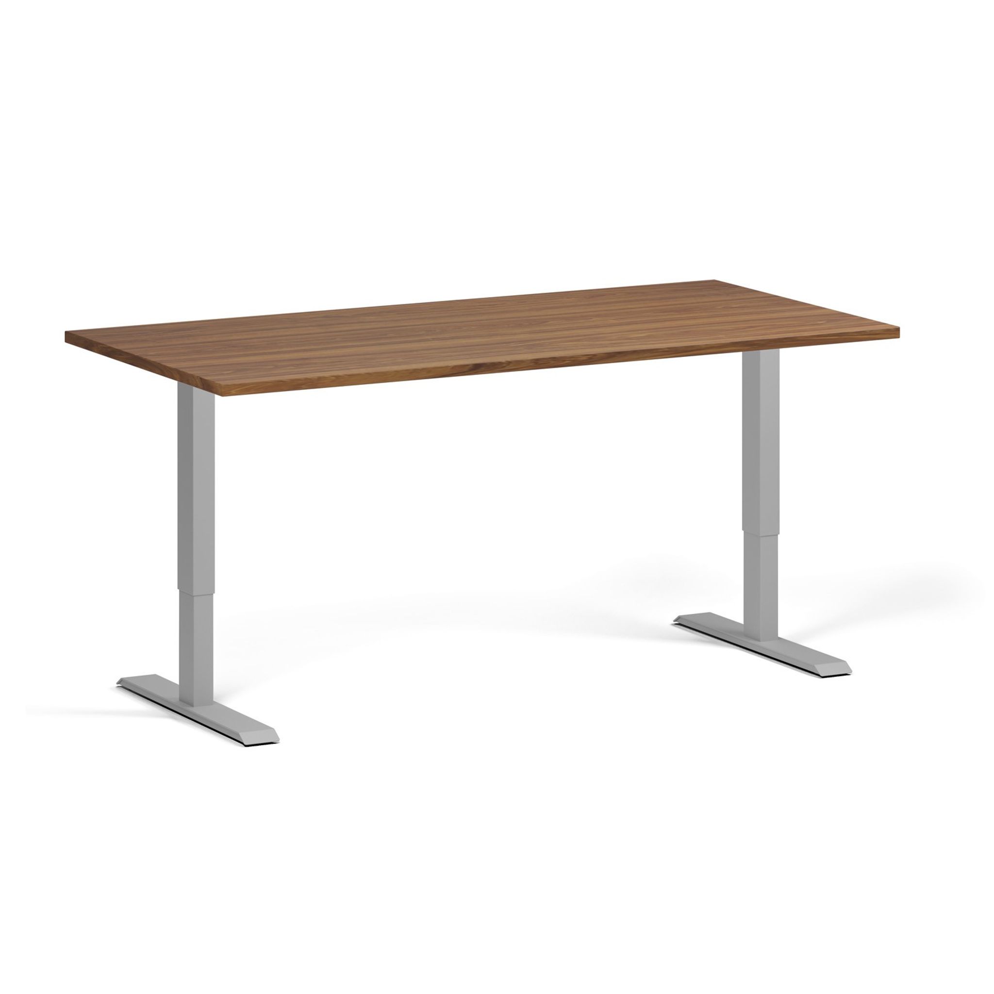 Höhenverstellbarer Schreibtisch, 2 Motoren, 745 - 1215 mm, Tischplatte 1600 x 800 mm, graues Untergestell, Nussbaum
