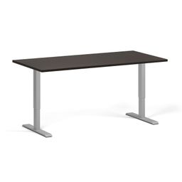 Höhenverstellbarer Schreibtisch, 2 Motoren, 745 - 1215 mm, Tischplatte 1600 x 800 mm, graues Untergestell, Wenge