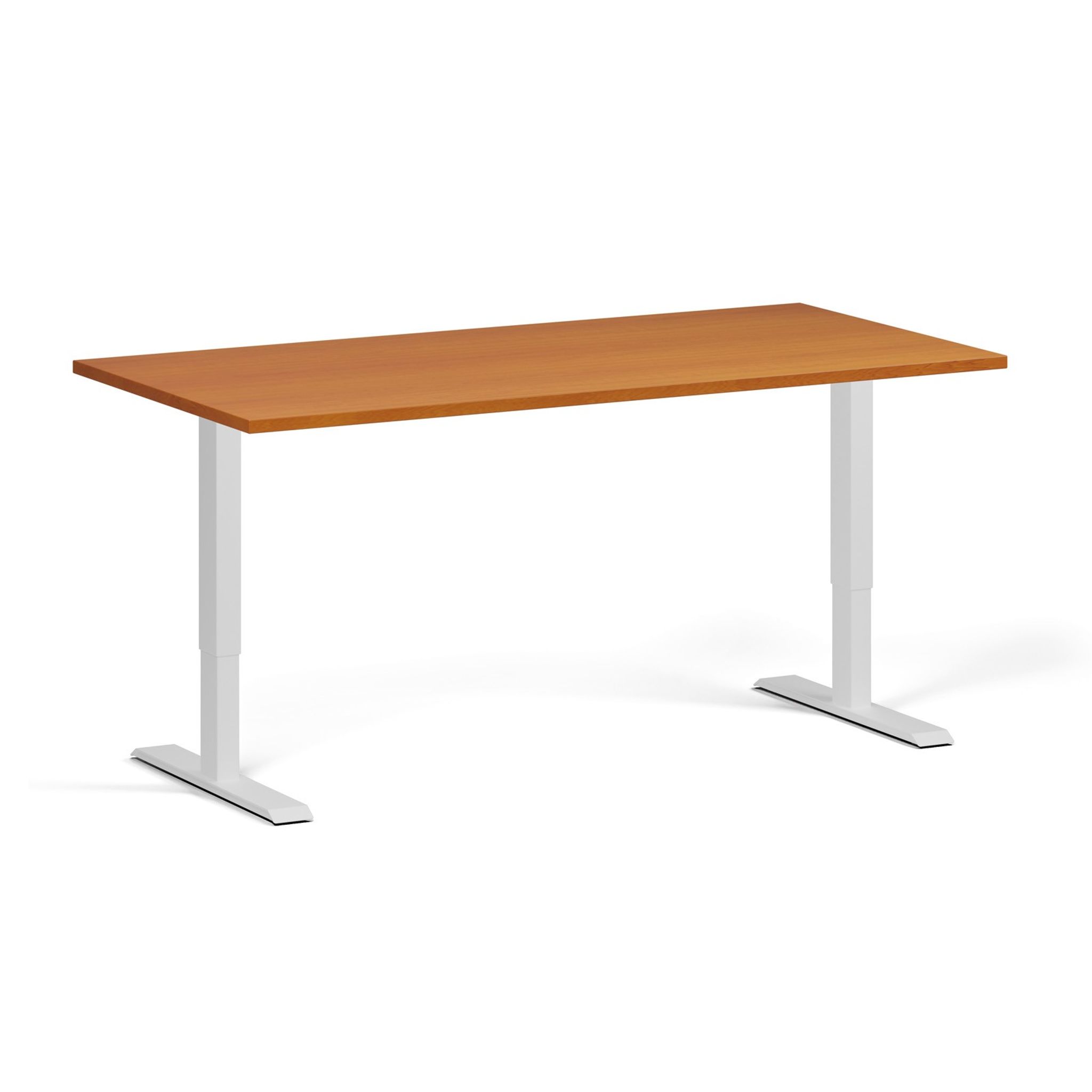 Höhenverstellbarer Schreibtisch, 2 Motoren, 745 - 1215 mm, Tischplatte 1600 x 800 mm, weißes Untergestell, Kirschbaum