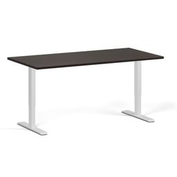 Höhenverstellbarer Schreibtisch, 2 Motoren, 745 - 1215 mm, Tischplatte 1600 x 800 mm, weißes Untergestell, Wenge