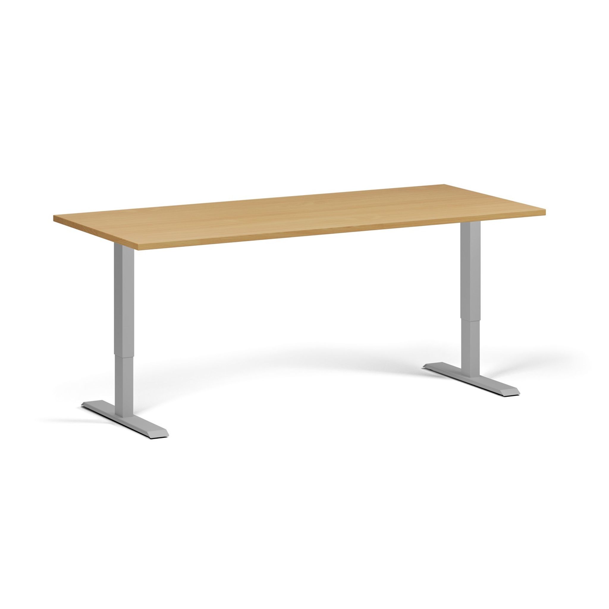 Höhenverstellbarer Schreibtisch, 2 Motoren, 745 - 1215 mm, Tischplatte 1800 x 800 mm, graues Untergestell, Buche