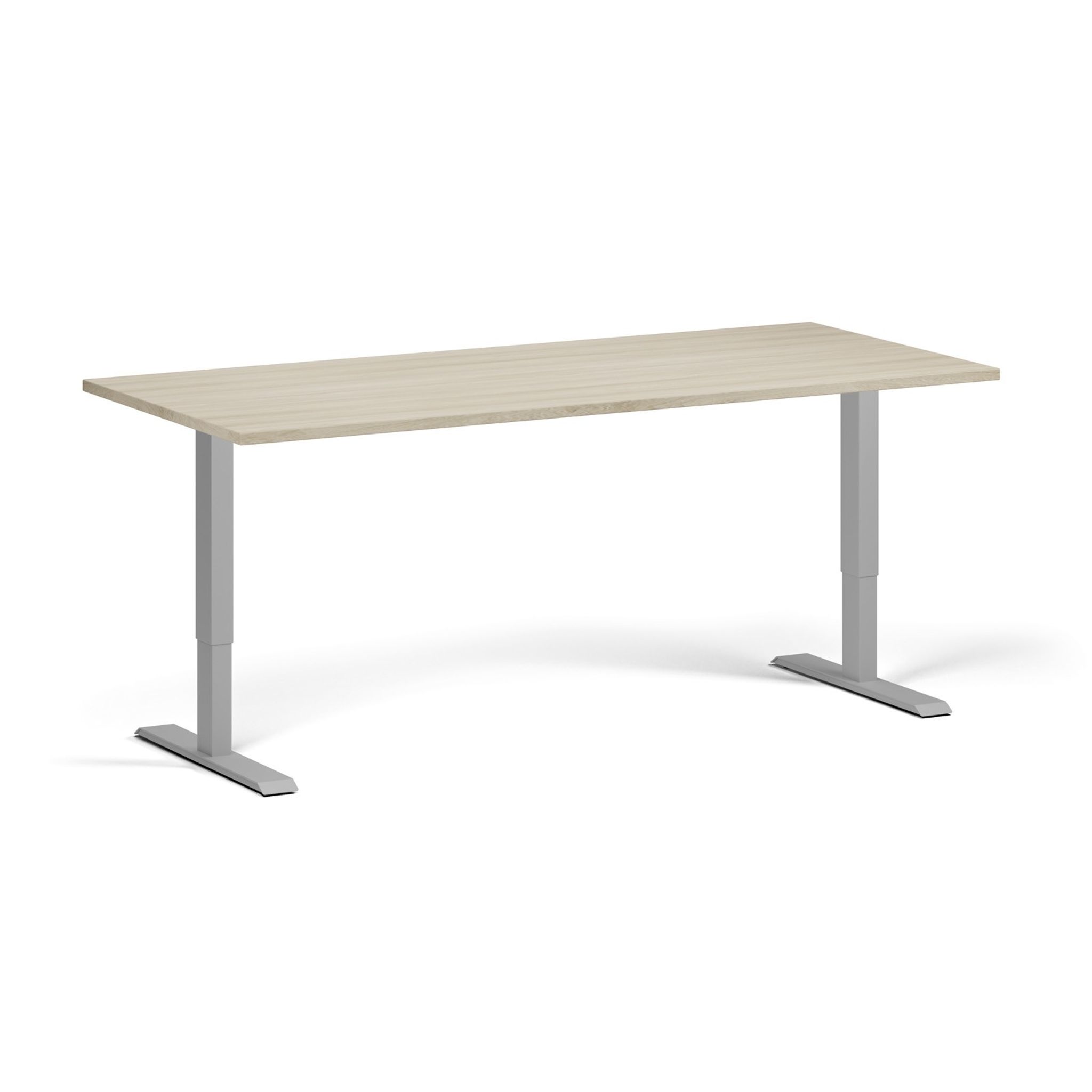 Höhenverstellbarer Schreibtisch, 2 Motoren, 745 - 1215 mm, Tischplatte 1800 x 800 mm, graues Untergestell, Eiche natur