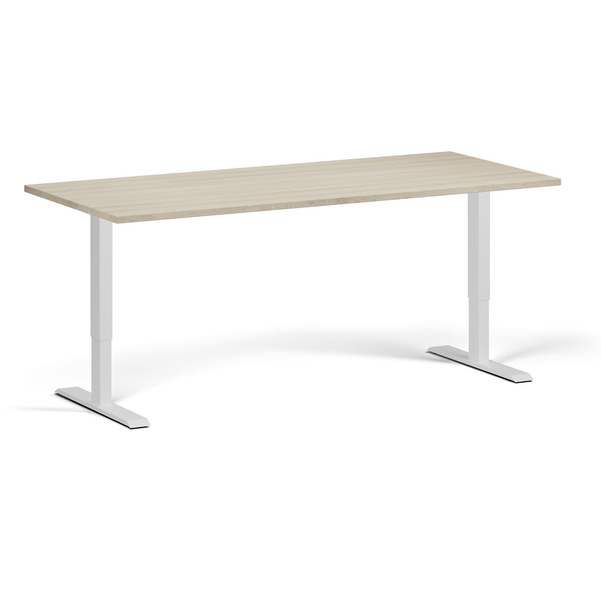 Höhenverstellbarer Schreibtisch, 2 Motoren, 745 - 1215 mm, Tischplatte 1800 x 800 mm, weißes Untergestell, Eiche natur