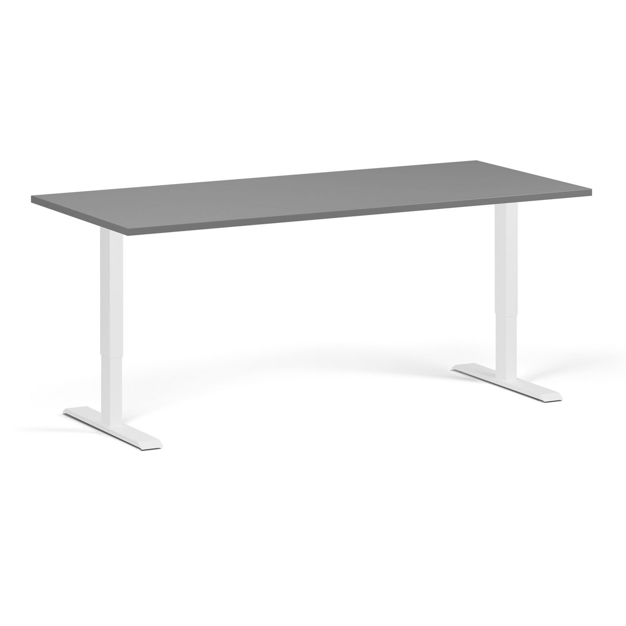 Höhenverstellbarer Schreibtisch, 2 Motoren, 745 - 1215 mm, Tischplatte 1800 x 800 mm, weißes Untergestell, Graphit