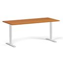 Höhenverstellbarer Schreibtisch, 2 Motoren, 745 - 1215 mm, Tischplatte 1800 x 800 mm, weißes Untergestell, Kirschbaum