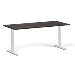 Höhenverstellbarer Schreibtisch, 2 Motoren, 745 - 1215 mm, Tischplatte 1800 x 800 mm, weißes Untergestell, Wenge