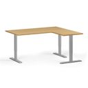 Höhenverstellbarer Schreibtisch, 3 Motoren, 745 - 1215 mm, Ecke L/R, Tischplatte 1600 x 1400 mm, graues Untergestell, Buche