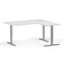 Höhenverstellbarer Schreibtisch, 3 Motoren, 745 - 1215 mm, Ecke L/R, Tischplatte 1600 x 1400 mm, graues Untergestell, weiß