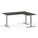 Höhenverstellbarer Schreibtisch, 3 Motoren, 745 - 1215 mm, Ecke L/R, Tischplatte 1600 x 1400 mm, graues Untergestell, Wenge