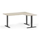 Höhenverstellbarer Schreibtisch, 3 Motoren, 745 - 1215 mm, Ecke L/R, Tischplatte 1600 x 1400 mm, schwarzes Untergestell, Eiche natur
