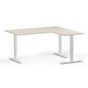 Höhenverstellbarer Schreibtisch, 3 Motoren, 745 - 1215 mm, Ecke L/R, Tischplatte 1600 x 1400 mm, weißes Untergestell, Birke