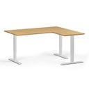 Höhenverstellbarer Schreibtisch, 3 Motoren, 745 - 1215 mm, Ecke L/R, Tischplatte 1600 x 1400 mm, weißes Untergestell, Buche