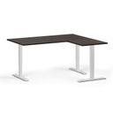 Höhenverstellbarer Schreibtisch, 3 Motoren, 745 - 1215 mm, Ecke L/R, Tischplatte 1600 x 1400 mm, weißes Untergestell, Wenge