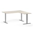 Höhenverstellbarer Schreibtisch, 3 Motoren, 745 - 1215 mm, Ecke L/R, Tischplatte 1600 x 1600 mm, graues Untergestell, Birke