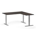 Höhenverstellbarer Schreibtisch, 3 Motoren, 745 - 1215 mm, Ecke L/R, Tischplatte 1600 x 1600 mm, graues Untergestell, Wenge