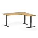 Höhenverstellbarer Schreibtisch, 3 Motoren, 745 - 1215 mm, Ecke L/R, Tischplatte 1600 x 1600 mm, schwarzes Untergestell, Buche