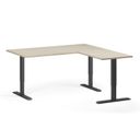 Höhenverstellbarer Schreibtisch, 3 Motoren, 745 - 1215 mm, Ecke L/R, Tischplatte 1600 x 1600 mm, schwarzes Untergestell, Eiche natur