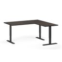 Höhenverstellbarer Schreibtisch, 3 Motoren, 745 - 1215 mm, Ecke L/R, Tischplatte 1600 x 1600 mm, schwarzes Untergestell, Wenge