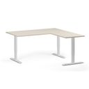 Höhenverstellbarer Schreibtisch, 3 Motoren, 745 - 1215 mm, Ecke L/R, Tischplatte 1600 x 1600 mm, weißes Untergestell, Birke