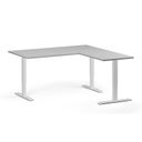 Höhenverstellbarer Schreibtisch, 3 Motoren, 745 - 1215 mm, Ecke L/R, Tischplatte 1600 x 1600 mm, weißes Untergestell, grau