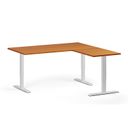 Höhenverstellbarer Schreibtisch, 3 Motoren, 745 - 1215 mm, Ecke L/R, Tischplatte 1600 x 1600 mm, weißes Untergestell, Kirschbaum