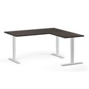 Höhenverstellbarer Schreibtisch, 3 Motoren, 745 - 1215 mm, Ecke L/R, Tischplatte 1600 x 1600 mm, weißes Untergestell, Wenge