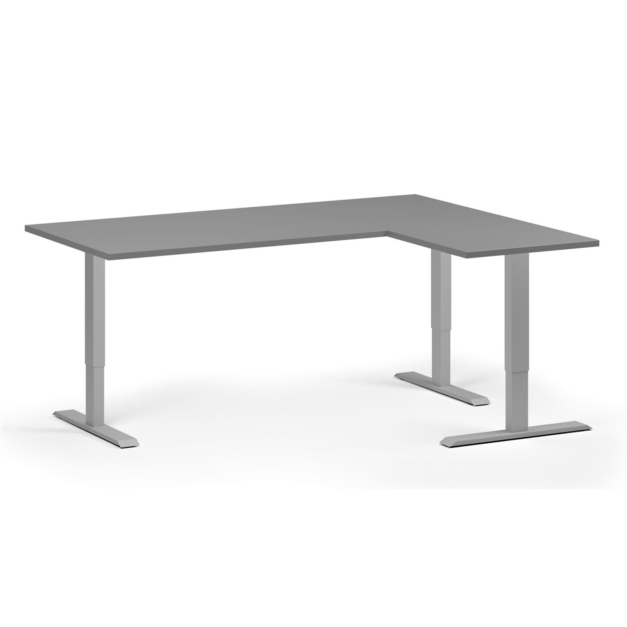 Höhenverstellbarer Schreibtisch, 3 Motoren, 745 - 1215 mm, Ecke L/R, Tischplatte 1800 x 1400 mm, graues Untergestell, Graphit
