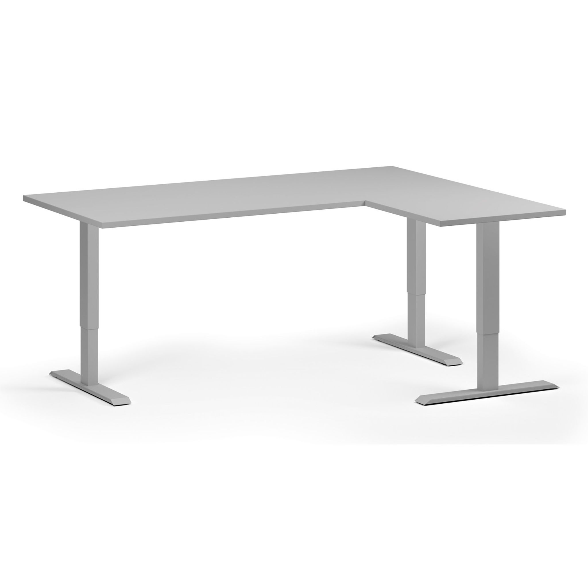 Höhenverstellbarer Schreibtisch, 3 Motoren, 745 - 1215 mm, Ecke L/R, Tischplatte 1800 x 1400 mm, graues Untergestell, grau