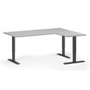 Höhenverstellbarer Schreibtisch, 3 Motoren, 745 - 1215 mm, Ecke L/R, Tischplatte 1800 x 1400 mm, schwarzes Untergestell, grau