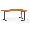 Höhenverstellbarer Schreibtisch, 3 Motoren, 745 - 1215 mm, Ecke L/R, Tischplatte 1800 x 1400 mm, schwarzes Untergestell, Kirschbaum