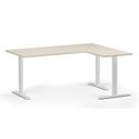 Höhenverstellbarer Schreibtisch, 3 Motoren, 745 - 1215 mm, Ecke L/R, Tischplatte 1800 x 1400 mm, weißes Untergestell, Birke