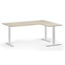Höhenverstellbarer Schreibtisch, 3 Motoren, 745 - 1215 mm, Ecke L/R, Tischplatte 1800 x 1400 mm, weißes Untergestell, Eiche natur