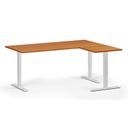 Höhenverstellbarer Schreibtisch, 3 Motoren, 745 - 1215 mm, Ecke L/R, Tischplatte 1800 x 1400 mm, weißes Untergestell, Kirschbaum