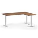 Höhenverstellbarer Schreibtisch, 3 Motoren, 745 - 1215 mm, Ecke L/R, Tischplatte 1800 x 1400 mm, weißes Untergestell, Nussbaum