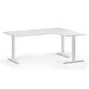 Höhenverstellbarer Schreibtisch, 3 Motoren, 745 - 1215 mm, Ecke L/R, Tischplatte 1800 x 1400 mm, weißes Untergestell, weiß
