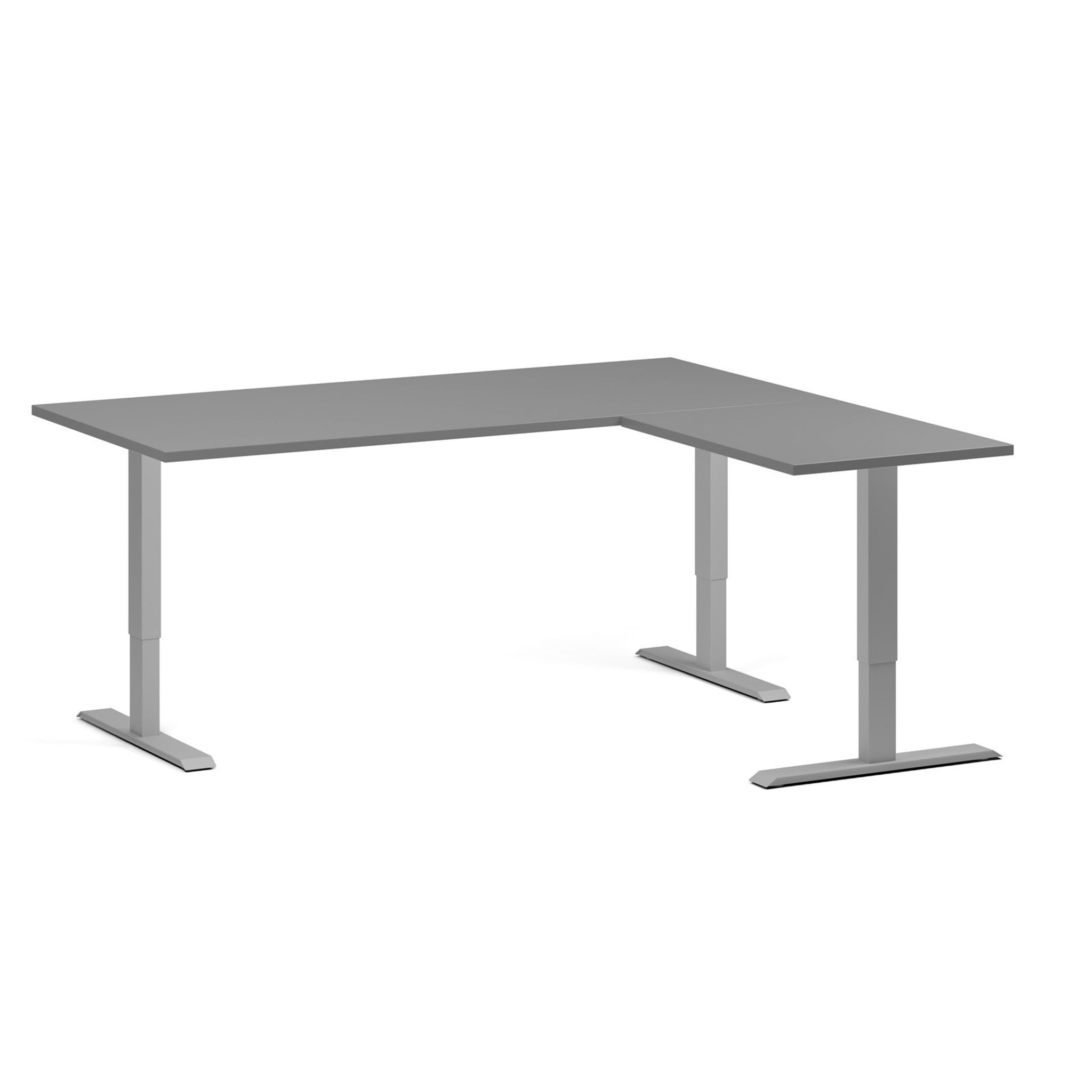 Höhenverstellbarer Schreibtisch, 3 Motoren, 745 - 1215 mm, Ecke L/R, Tischplatte 1800 x 1600 mm, graues Untergestell, Graphit