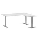 Höhenverstellbarer Schreibtisch, 3 Motoren, 745 - 1215 mm, Ecke L/R, Tischplatte 1800 x 1600 mm, graues Untergestell, weiß