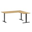 Höhenverstellbarer Schreibtisch, 3 Motoren, 745 - 1215 mm, Ecke L/R, Tischplatte 1800 x 1600 mm, schwarzes Untergestell, Buche