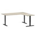 Höhenverstellbarer Schreibtisch, 3 Motoren, 745 - 1215 mm, Ecke L/R, Tischplatte 1800 x 1600 mm, schwarzes Untergestell, Eiche natur