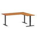 Höhenverstellbarer Schreibtisch, 3 Motoren, 745 - 1215 mm, Ecke L/R, Tischplatte 1800 x 1600 mm, schwarzes Untergestell, Kirschbaum