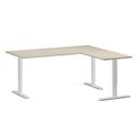 Höhenverstellbarer Schreibtisch, 3 Motoren, 745 - 1215 mm, Ecke L/R, Tischplatte 1800 x 1600 mm, weißes Untergestell, Eiche natur