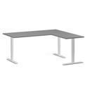 Höhenverstellbarer Schreibtisch, 3 Motoren, 745 - 1215 mm, Ecke L/R, Tischplatte 1800 x 1600 mm, weißes Untergestell, Graphit