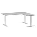 Höhenverstellbarer Schreibtisch, 3 Motoren, 745 - 1215 mm, Ecke L/R, Tischplatte 1800 x 1600 mm, weißes Untergestell, grau