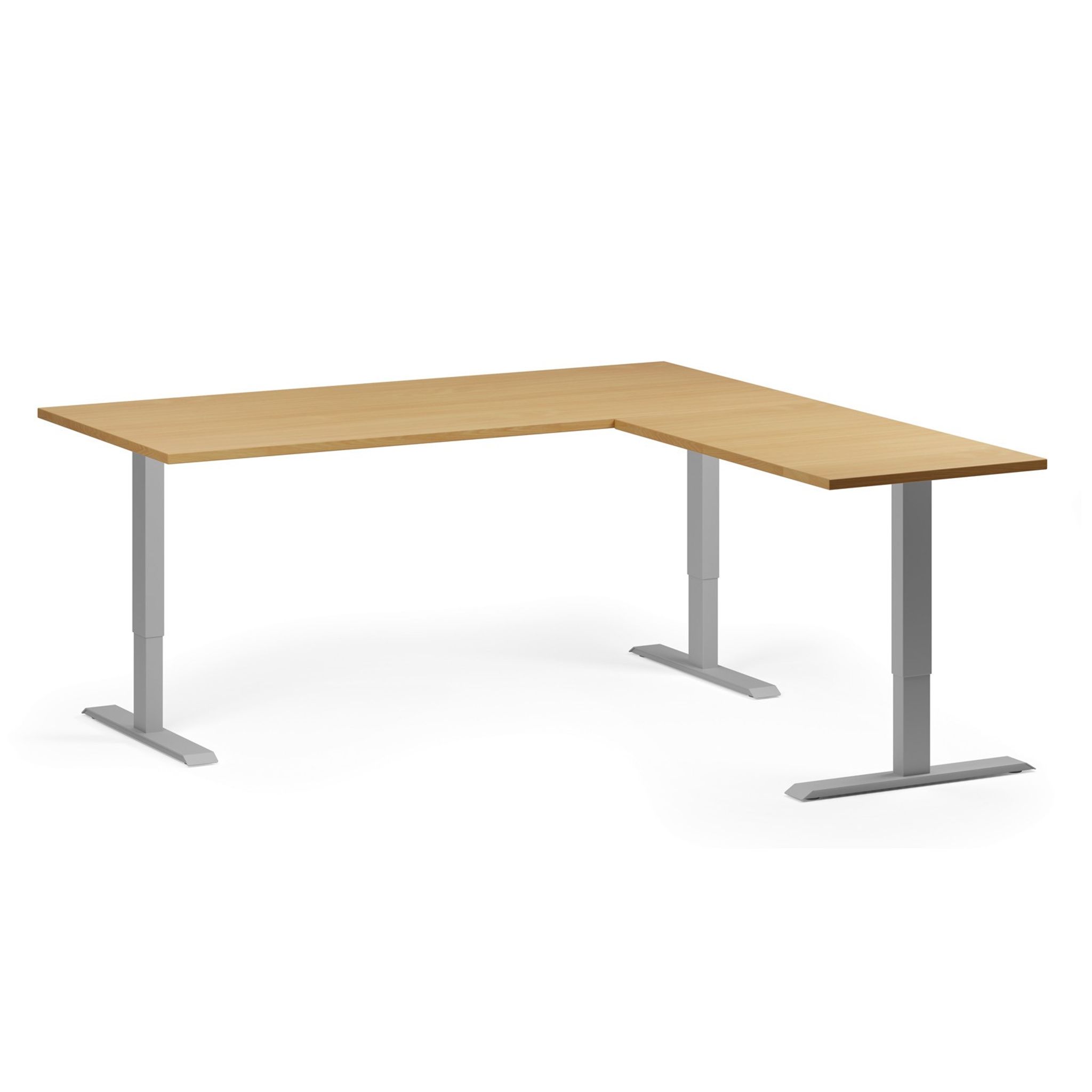 Höhenverstellbarer Schreibtisch, 3 Motoren, 745 - 1215 mm, Ecke L/R, Tischplatte 1800 x 1800 mm, graues Untergestell