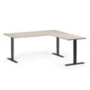Höhenverstellbarer Schreibtisch, 3 Motoren, 745 - 1215 mm, Ecke L/R, Tischplatte 1800 x 1800 mm, schwarzes Untergestell, Eiche natur