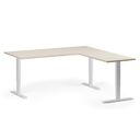 Höhenverstellbarer Schreibtisch, 3 Motoren, 745 - 1215 mm, Ecke L/R, Tischplatte 1800 x 1800 mm, weißes Untergestell, Birke