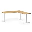 Höhenverstellbarer Schreibtisch, 3 Motoren, 745 - 1215 mm, Ecke L/R, Tischplatte 1800 x 1800 mm, weißes Untergestell, Buche