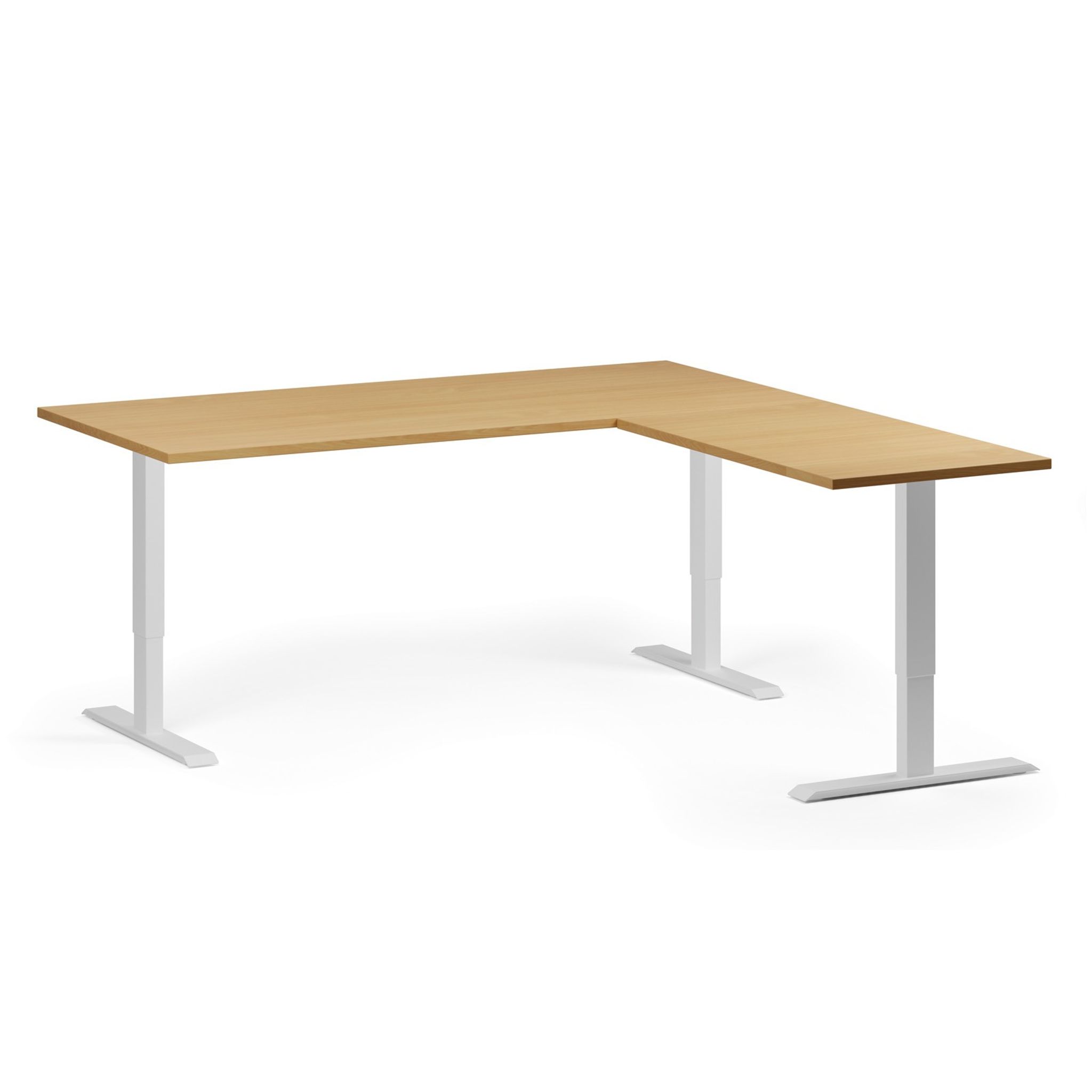 Höhenverstellbarer Schreibtisch, 3 Motoren, 745 - 1215 mm, Ecke L/R, Tischplatte 1800 x 1800 mm, weißes Untergestell