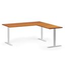Höhenverstellbarer Schreibtisch, 3 Motoren, 745 - 1215 mm, Ecke L/R, Tischplatte 1800 x 1800 mm, weißes Untergestell, Kirschbaum